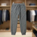men's grey joggers with black drawstring and ribbed cuffs (2)