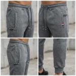 men's grey joggers with black drawstring and ribbed cuffs (3)