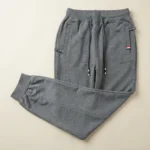 men's grey joggers with black drawstring and ribbed cuffs (6)