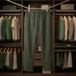 men's olive green textured casual trousers (3)