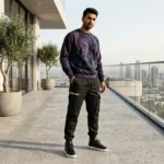 men's premium black cargo joggers with zipper pockets (2)
