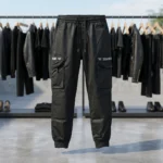men's premium black cargo joggers with zipper pockets (3)