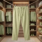 men's sage green drawstring casual trousers (4)