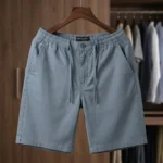 men's slate blue casual drawstring shorts (2)