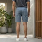 men's slate blue casual drawstring shorts (3)