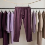 men's solid plum casual drawstring trousers (5)