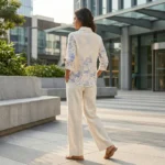 omen's white and blue floral embroidered button down shirt (2)
