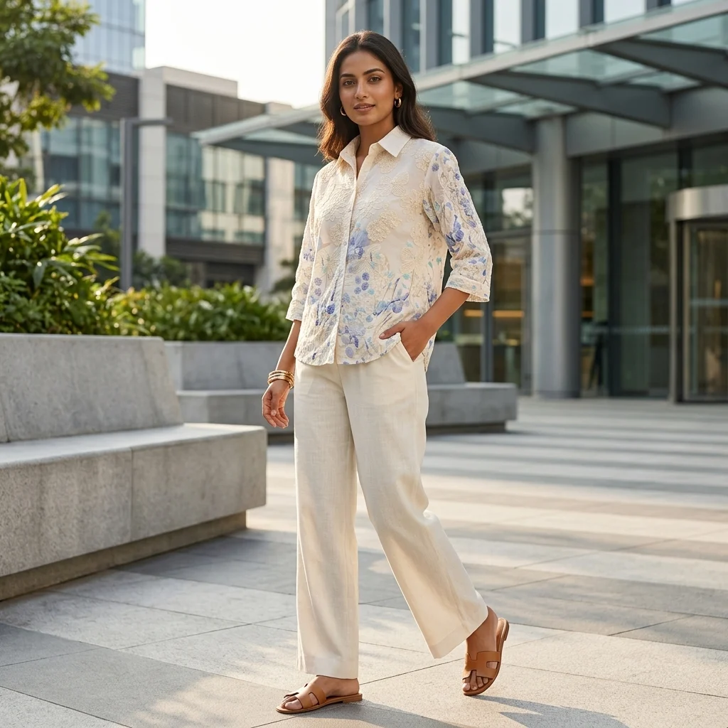 omen's white and blue floral embroidered button down shirt (5) omen's white and blue floral embroidered button down shirt (5)