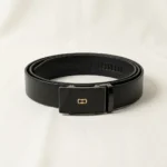 remium men's black automatic ratchet belt with gold logo buckle (1)