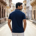 wearing a navy blue half sleeve polo shirt (2)