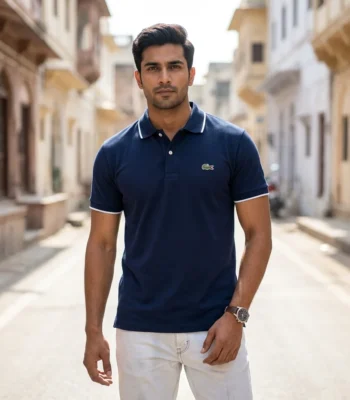 wearing a navy blue half sleeve polo shirt (3)