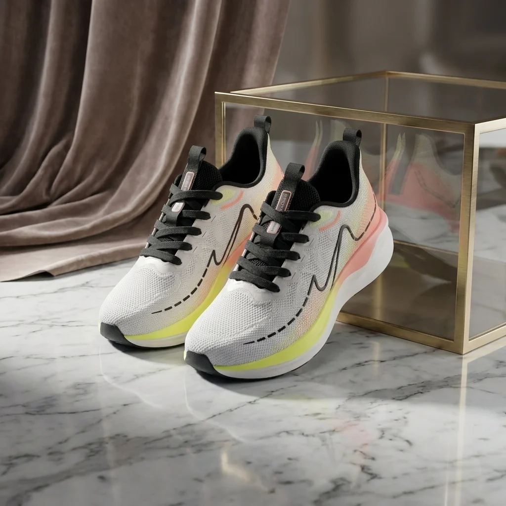 white mesh running shoes with black laces (1)
