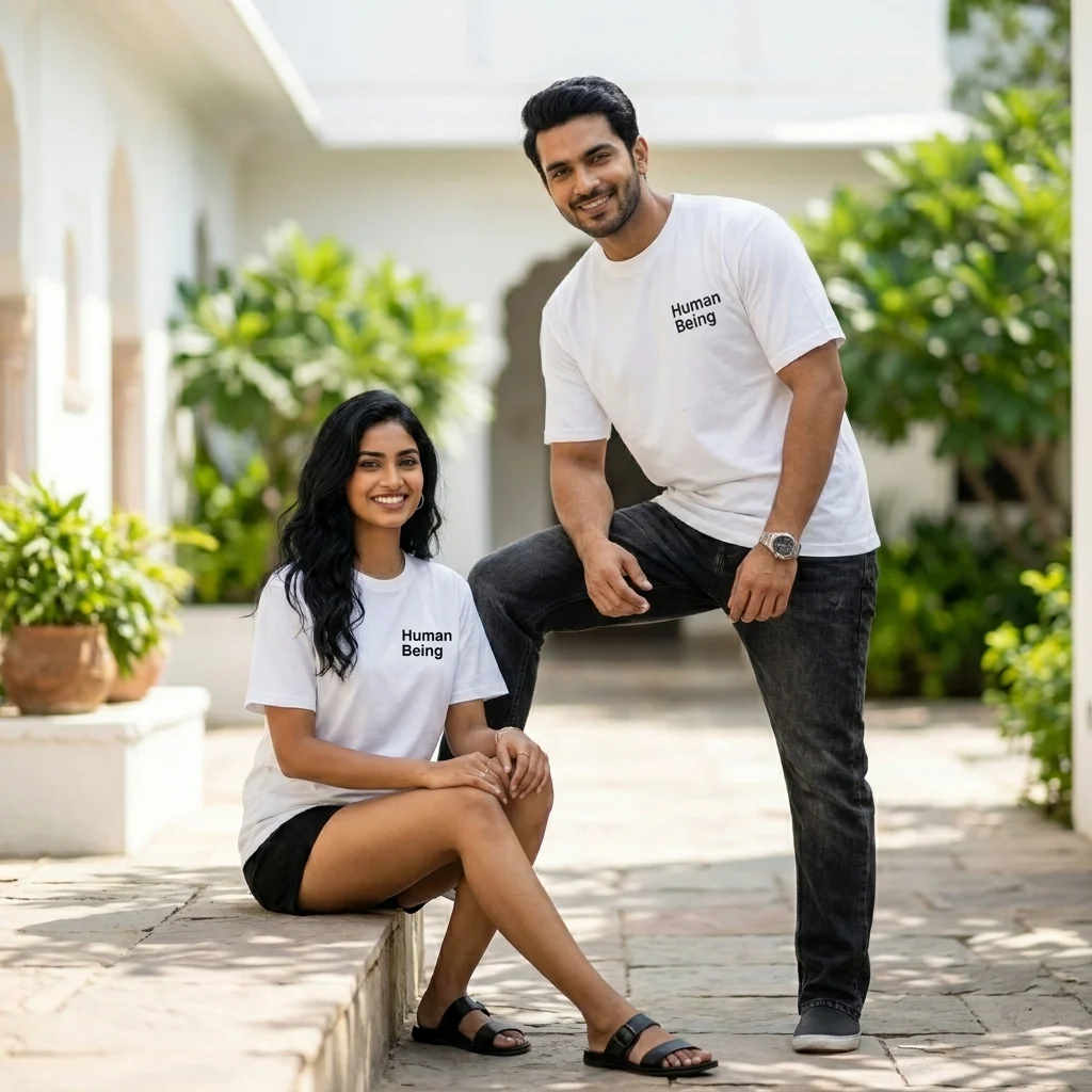 white t shirt with a large black shipping label graphic and Human Being text (3) white t shirt with a large black shipping label graphic and Human Being text (3)