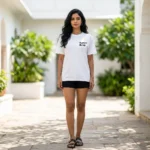 white t shirt with a large black shipping label graphic and Human Being text (5)