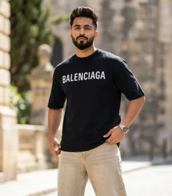 Balenciaga Mens Oversized Graphic Black T Shirt (3)