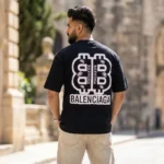 Balenciaga Mens Oversized Graphic Black T Shirt (4)
