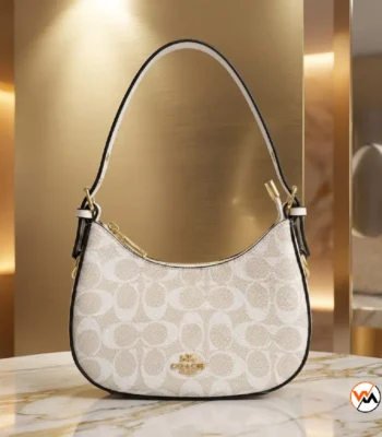 Coach Signature Monogram Hobo Shoulder Bag Beige Women (1)