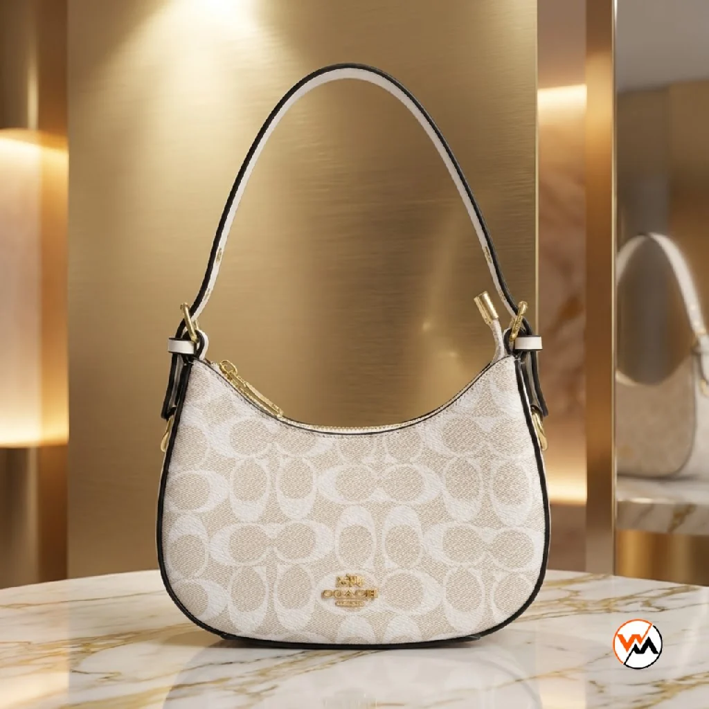 Coach Signature Monogram Hobo Shoulder Bag Beige Women (1) Coach Signature Monogram Hobo Shoulder Bag Beige Women (1)
