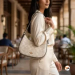 Coach Signature Monogram Hobo Shoulder Bag Beige Women (2)