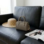 Coach olive green embossed leather mini satchel bag for women with cherry charm (4)
