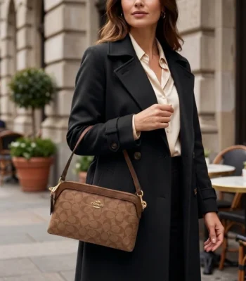 Coach premium signature brown shoulder bag (3)