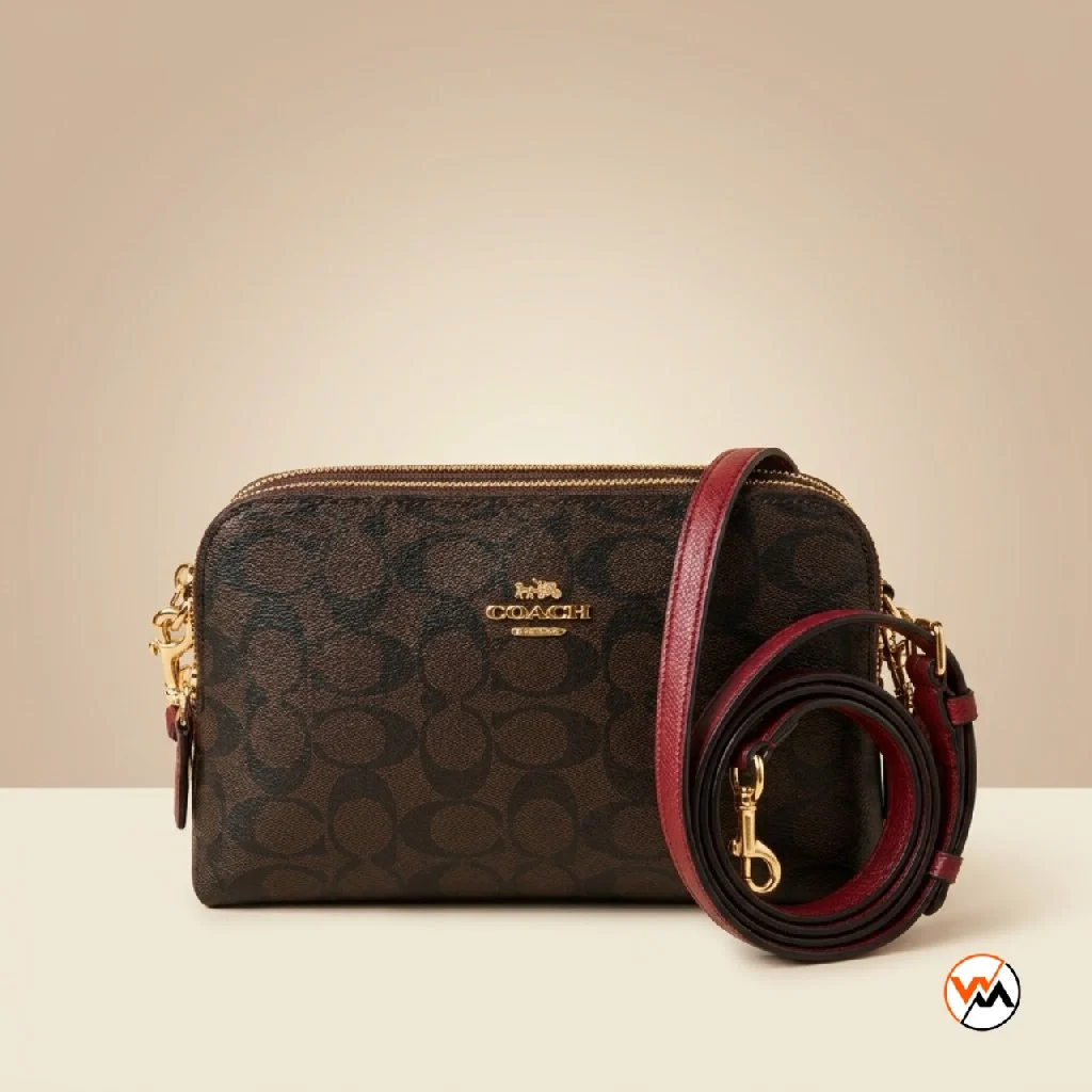 Coach signature monogram brown crossbody sling bag for women (3)