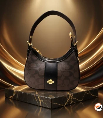 Coach womens brown and black signature monogram shoulder bag (4)