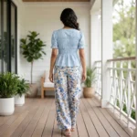 Light blue smocked peplum top (3)