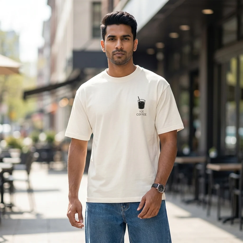 Men off white relaxed fit t shirt with coffee graphic print (1) Men off white relaxed fit t shirt with coffee graphic print (1)