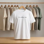 Men oversized white t shirt with minimalist coffee typography (4)