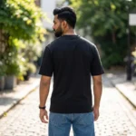 Mens black oversized graphic t shirt with Dream Do Plan print (1)