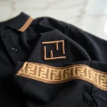 Mens premium black t shirt with brown chest logo (4)