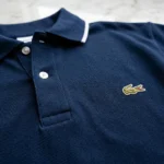Premium mens navy blue polo t shirt with contrast collar piping (2)