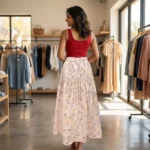 Women wearing Masi pink floral print (3)