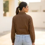 Womens brown crop shirt (1)