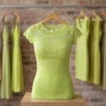 Womens lime green fancy lace party top with crystal embellishments (2)