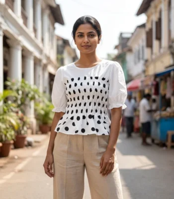 a white and black polka dot peplum top (3)