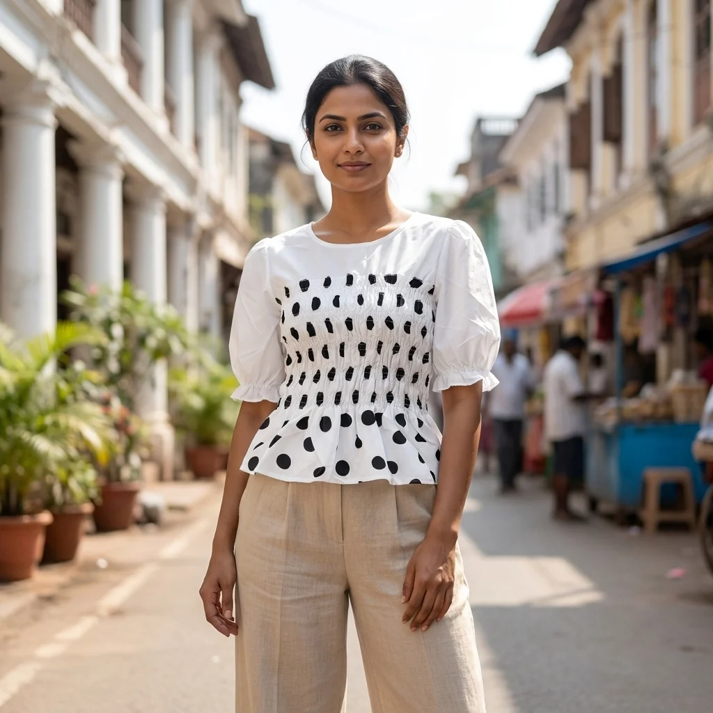 a white and black polka dot peplum top (3) a white and black polka dot peplum top (3)