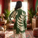 Ageless Women's Green Leaf Print Long Shirt – photo 2