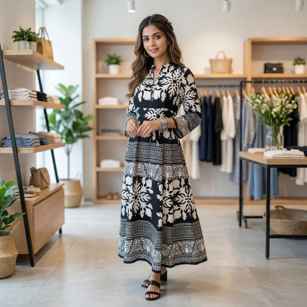 black and white floral printed maxi dress with long sleeves (4) black and white floral printed maxi dress with long sleeves (4)