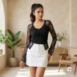 Black lace top is an exclusive women's top for modern wardrobe styling – black lace top – photo 1