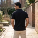 black short sleeve polo t shirt with red collar (1)