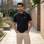 black short sleeve polo t shirt with red collar (2)