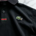 black short sleeve polo t shirt with red collar (3)