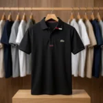 black short sleeve polo t shirt with red collar (4)