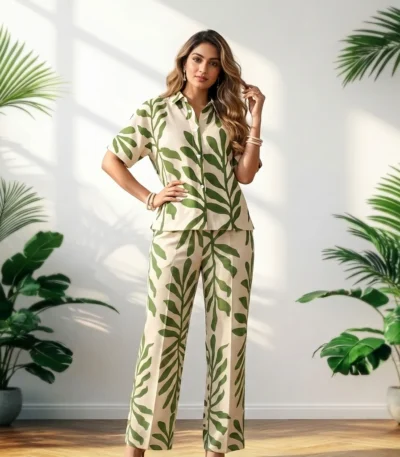 Botanical Print Women's Co-ord Set – womens coord set – photo 1