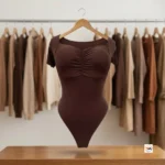 Brown Bodysuit Essential Women Top with Sweetheart Neck – Brown Bodysuit Essential – photo 2