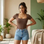 Brown Bodysuit Signature Essential Women Square Neck – Brown Bodysuit – photo 1