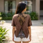 brown relaxed fit t shirt with short sleeves (2)
