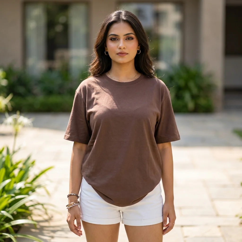 brown relaxed fit t shirt with short sleeves (3) brown relaxed fit t shirt with short sleeves (3)